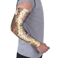 Hawaii And Japan Arm Sleeves Plumeria Lei With Koi Fish Beige - Polynesian Pride