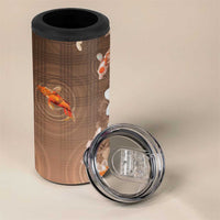 Hawaii And Japan 4 in 1 Can Cooler Tumbler Plumeria Lei With Koi Fish Beige - Polynesian Pride