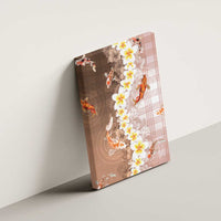 Hawaii And Japan Canvas Wall Art Plumeria Lei With Koi Fish Beige - Polynesian Pride