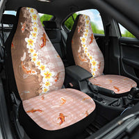 Hawaii And Japan Car Seat Cover Plumeria Lei With Koi Fish Beige - Polynesian Pride