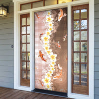 Hawaii And Japan Door Cover Plumeria Lei With Koi Fish Beige - Polynesian Pride