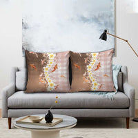 Hawaii And Japan Pillow Cover Plumeria Lei With Koi Fish Beige - Polynesian Pride