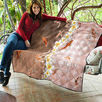 Hawaii And Japan Quilt Plumeria Lei With Koi Fish Beige - Polynesian Pride