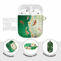 Hawaii And Japan AirPods Case Plumeria Lei With Koi Fish Green - Polynesian Pride