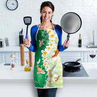 Hawaii And Japan Apron Plumeria Lei With Koi Fish Green - Polynesian Pride