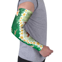 Hawaii And Japan Arm Sleeves Plumeria Lei With Koi Fish Green - Polynesian Pride