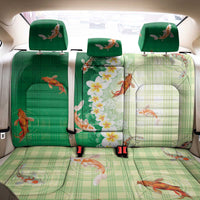 Hawaii And Japan Back Car Seat Cover Plumeria Lei With Koi Fish Green - Polynesian Pride
