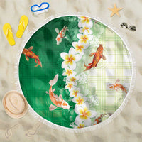 Hawaii And Japan Beach Blanket Plumeria Lei With Koi Fish Green - Polynesian Pride