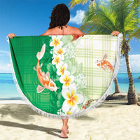 Hawaii And Japan Beach Blanket Plumeria Lei With Koi Fish Green - Polynesian Pride
