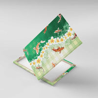 Hawaii And Japan Canvas Wall Art Plumeria Lei With Koi Fish Green - Polynesian Pride