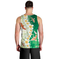 Hawaii And Japan Men Tank Top Plumeria Lei With Koi Fish Green - Polynesian Pride