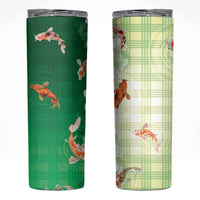 Hawaii And Japan Skinny Tumbler Plumeria Lei With Koi Fish Green - Polynesian Pride