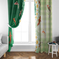 Hawaii And Japan Window Curtain Plumeria Lei With Koi Fish Green - Polynesian Pride