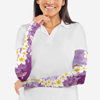 Hawaii And Japan Arm Sleeves Plumeria Lei With Koi Fish Purple - Polynesian Pride