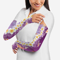 Hawaii And Japan Arm Sleeves Plumeria Lei With Koi Fish Purple - Polynesian Pride