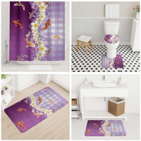 Hawaii And Japan Bathroom Set Plumeria Lei With Koi Fish Purple - Polynesian Pride