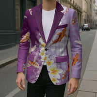 Hawaii And Japan Blazer Plumeria Lei With Koi Fish Purple - Polynesian Pride