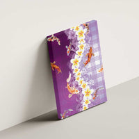 Hawaii And Japan Canvas Wall Art Plumeria Lei With Koi Fish Purple - Polynesian Pride