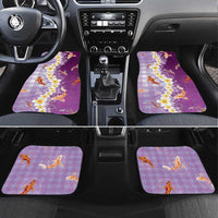 Hawaii And Japan Car Mats Plumeria Lei With Koi Fish Purple - Polynesian Pride