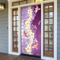 Hawaii And Japan Door Cover Plumeria Lei With Koi Fish Purple - Polynesian Pride