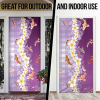 Hawaii And Japan Door Cover Plumeria Lei With Koi Fish Purple - Polynesian Pride