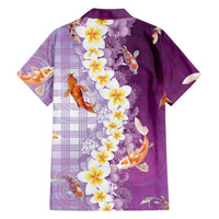 Hawaii And Japan Family Matching Mermaid Dress and Hawaiian Shirt Plumeria Lei With Koi Fish Purple LT05 - Polynesian Pride