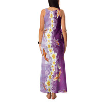 Hawaii And Japan Family Matching Tank Maxi Dress and Hawaiian Shirt Plumeria Lei With Koi Fish Purple LT05 - Polynesian Pride