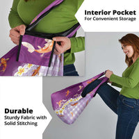 Hawaii And Japan Grocery Bag Plumeria Lei With Koi Fish Purple - Polynesian Pride