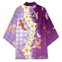 Hawaii And Japan Kimono Plumeria Lei With Koi Fish Purple - Polynesian Pride