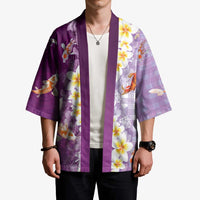 Hawaii And Japan Kimono Plumeria Lei With Koi Fish Purple - Polynesian Pride
