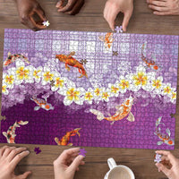 Hawaii And Japan Puzzle Plumeria Lei With Koi Fish Purple - Polynesian Pride