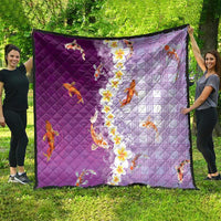 Hawaii And Japan Quilt Plumeria Lei With Koi Fish Purple - Polynesian Pride