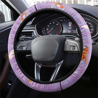 Hawaii And Japan Steering Wheel Cover Plumeria Lei With Koi Fish Purple - Polynesian Pride