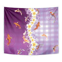 Hawaii And Japan Tapestry Plumeria Lei With Koi Fish Purple - Polynesian Pride