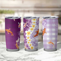 Hawaii And Japan Tumbler Cup Plumeria Lei With Koi Fish Purple - Polynesian Pride