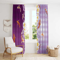 Hawaii And Japan Window Curtain Plumeria Lei With Koi Fish Purple - Polynesian Pride