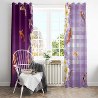 Hawaii And Japan Window Curtain Plumeria Lei With Koi Fish Purple - Polynesian Pride