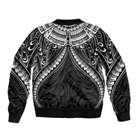 New Zealand Morepork Bomber Jacket Maori Pattern Black