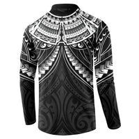 New Zealand Morepork Button Sweatshirt Maori Pattern Black LT05 - Polynesian Pride