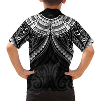 New Zealand Morepork Family Matching Long Sleeve Bodycon Dress and Hawaiian Shirt Maori Pattern Black LT05 - Polynesian Pride