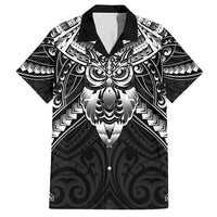 New Zealand Morepork Hawaiian Shirt Maori Pattern Black