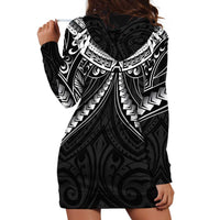 New Zealand Morepork Hoodie Dress Maori Pattern Black