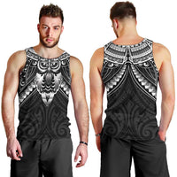 New Zealand Morepork Men Tank Top Maori Pattern Black