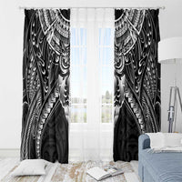 New Zealand Morepork Window Curtain Maori Pattern Black
