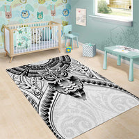 New Zealand Morepork Area Rug Maori Pattern White