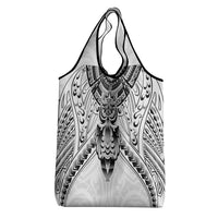 New Zealand Morepork Grocery Bag Maori Pattern White LT05 - Polynesian Pride