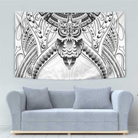 New Zealand Morepork Tapestry Maori Pattern White
