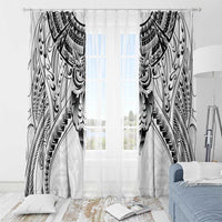 New Zealand Morepork Window Curtain Maori Pattern White