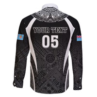 Custom Fiji Rugby Family Matching Off Shoulder Maxi Dress and Hawaiian Shirt Fijian Warrior Black