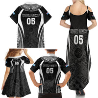 Custom Fiji Rugby Family Matching Summer Maxi Dress and Hawaiian Shirt Fijian Warrior Black